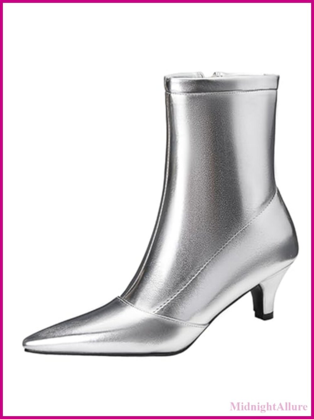 Kitten Low Heel Ankle Boots Pointed Toe Synthetic Leather Gogo Booties